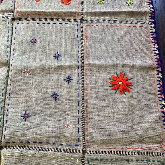 Boho Handmade Burlap Table Cloth - Size 104 in x 60 in. - Picture 7 of 7